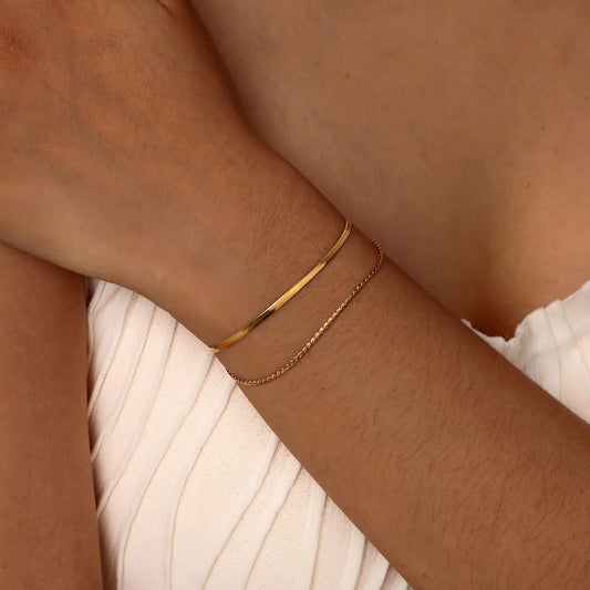 IG Style Simple Style S Shape Solid Color 201 Stainless Steel 18K Gold Plated Bracelets In Bulk