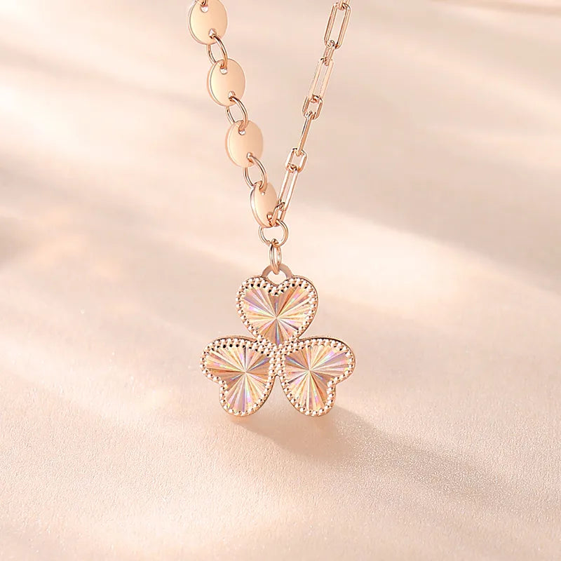 Ig Style Simple Style Shamrock Heart Shape Sterling Silver Plating Pendant Necklace