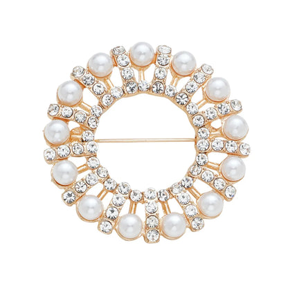 IG Style Simple Style Shiny Leaf Flower Alloy Inlay Rhinestones Pearl Women'S Brooches