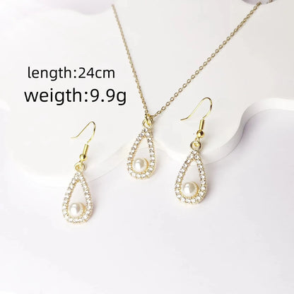 IG Style Simple Style Shiny Water Droplets Alloy Hollow Out Inlay Rhinestones Women'S Jewelry Set