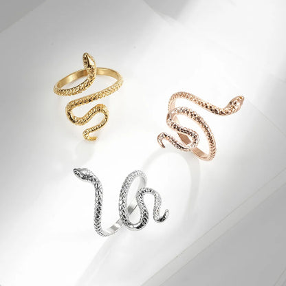 IG Style Simple Style Snake 304 Stainless Steel 18K Gold Plated Open Rings In Bulk