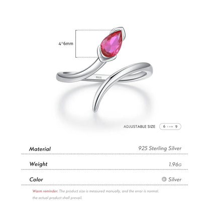 Ig Style Simple Style Snake Sterling Silver Plating Inlay Zircon Rhodium Plated Open Rings