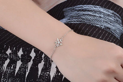 Ig Style Simple Style Snowflake Copper White Gold Plated Zircon Bracelets In Bulk