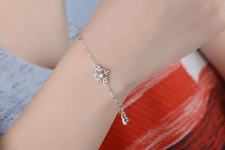 Ig Style Simple Style Snowflake Copper White Gold Plated Zircon Bracelets In Bulk