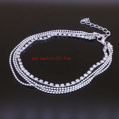 Ig Style Simple Style Solid Color Iron Plating Inlay Rhinestones Women's Anklet