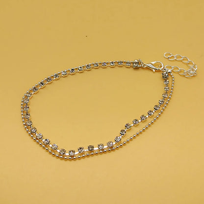 Ig Style Simple Style Solid Color Iron Plating Inlay Rhinestones Women's Anklet