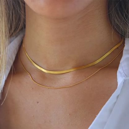 Ig Style Simple Style Solid Color Stainless Steel Plating 18k Gold Plated Double Layer Necklaces