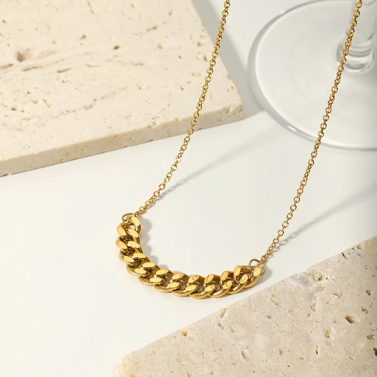 Ig Style Simple Style Solid Color Stainless Steel Plating 18k Gold Plated Necklace