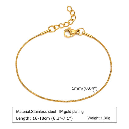 IG Style Simple Style Solid Color 201 Stainless Steel 18K Gold Plated Bracelets In Bulk