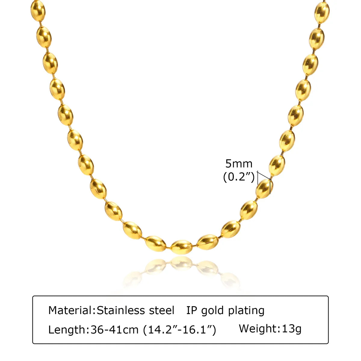 Ig Style Simple Style Solid Color Stainless Steel Plating 18k Gold Plated Necklace