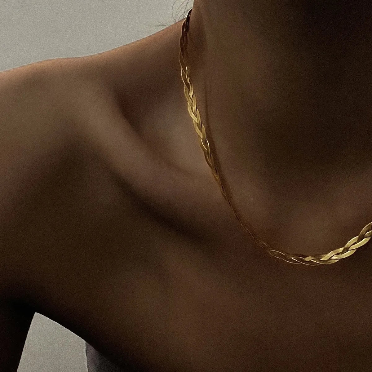 Ig Style Simple Style Solid Color Stainless Steel Plating 18k Gold Plated Necklace