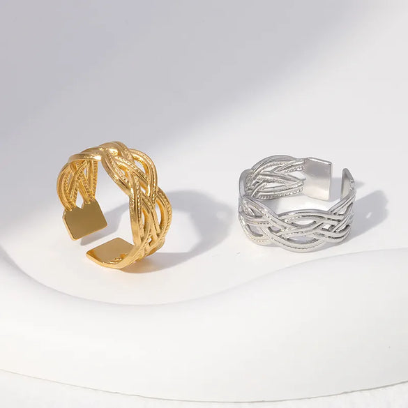 Ig Style Simple Style Solid Color Stainless Steel Plating Hollow Out Open Ring