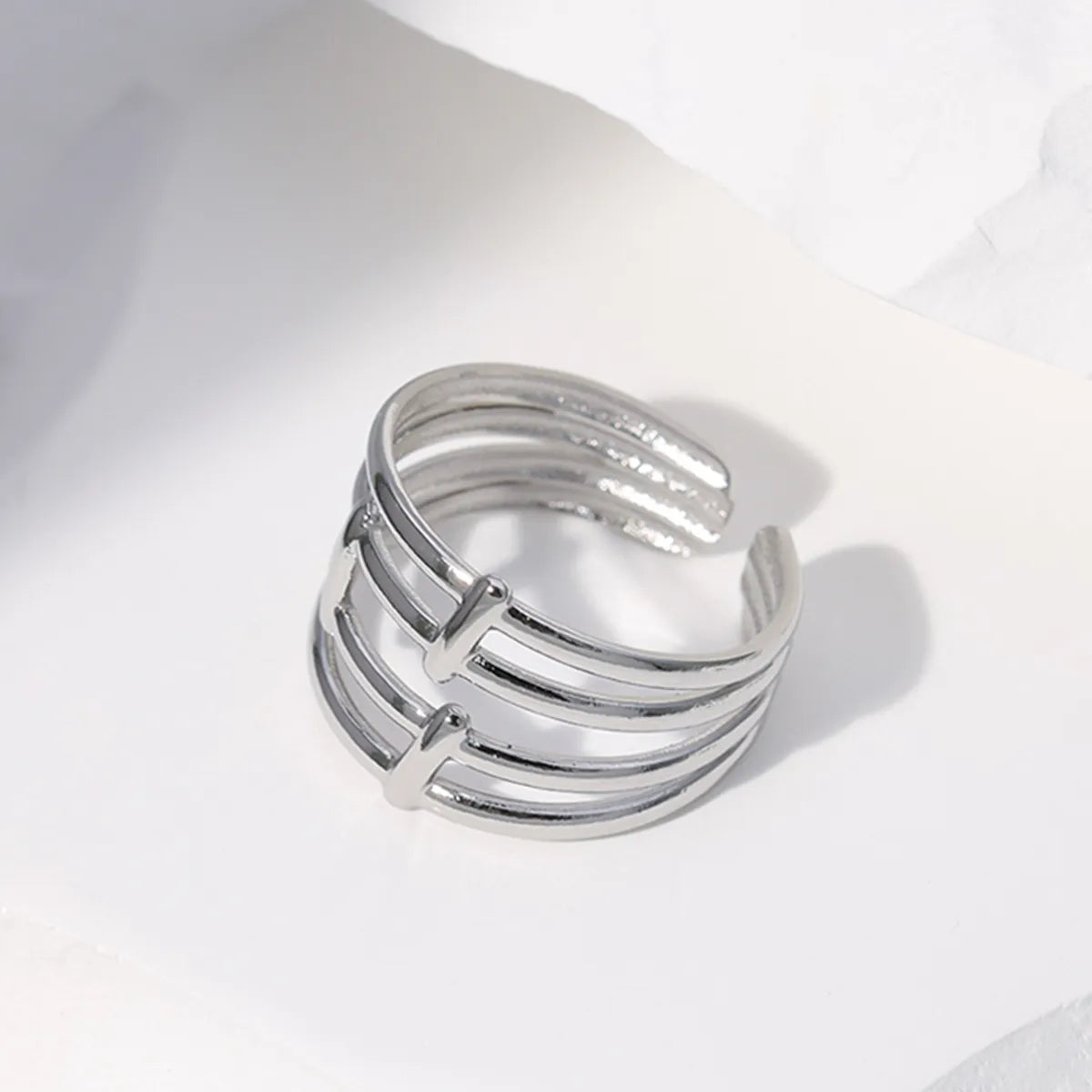 Ig Style Simple Style Solid Color Stainless Steel Plating Hollow Out Open Ring