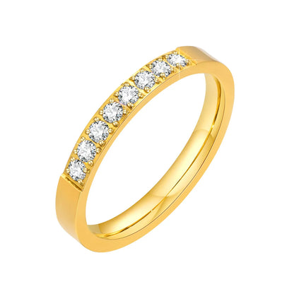 304 Stainless Steel 18K Gold Plated IG Style Simple Style Plating Inlay Solid Color Zircon Rings