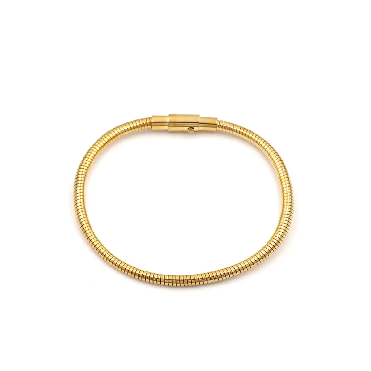 IG Style Simple Style Solid Color Titanium Steel 18K Gold Plated Bangle In Bulk