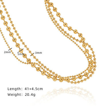 Ig Style Simple Style Solid Color Titanium Steel Layered Plating 18k Gold Plated Three Layer Necklace