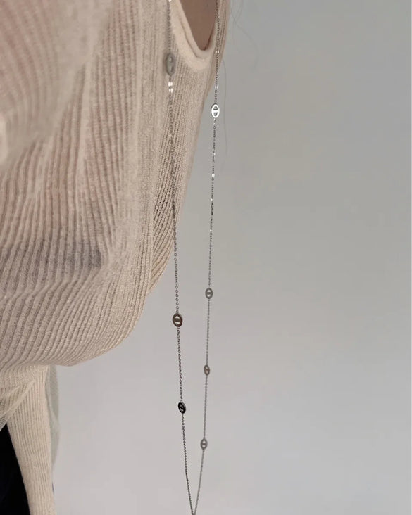 Ig Style Simple Style Solid Color Titanium Steel Plating Long Necklace