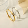 Ig Style Simple Style Square Stainless Steel Plating Inlay Zircon 18k Gold Plated White Gold Plated Bangle
