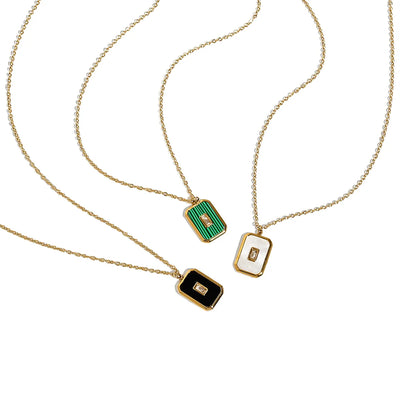 Ig Style Simple Style Square Stainless Steel Titanium Steel Plating Inlay Acrylic 18k Gold Plated Pendant Necklace