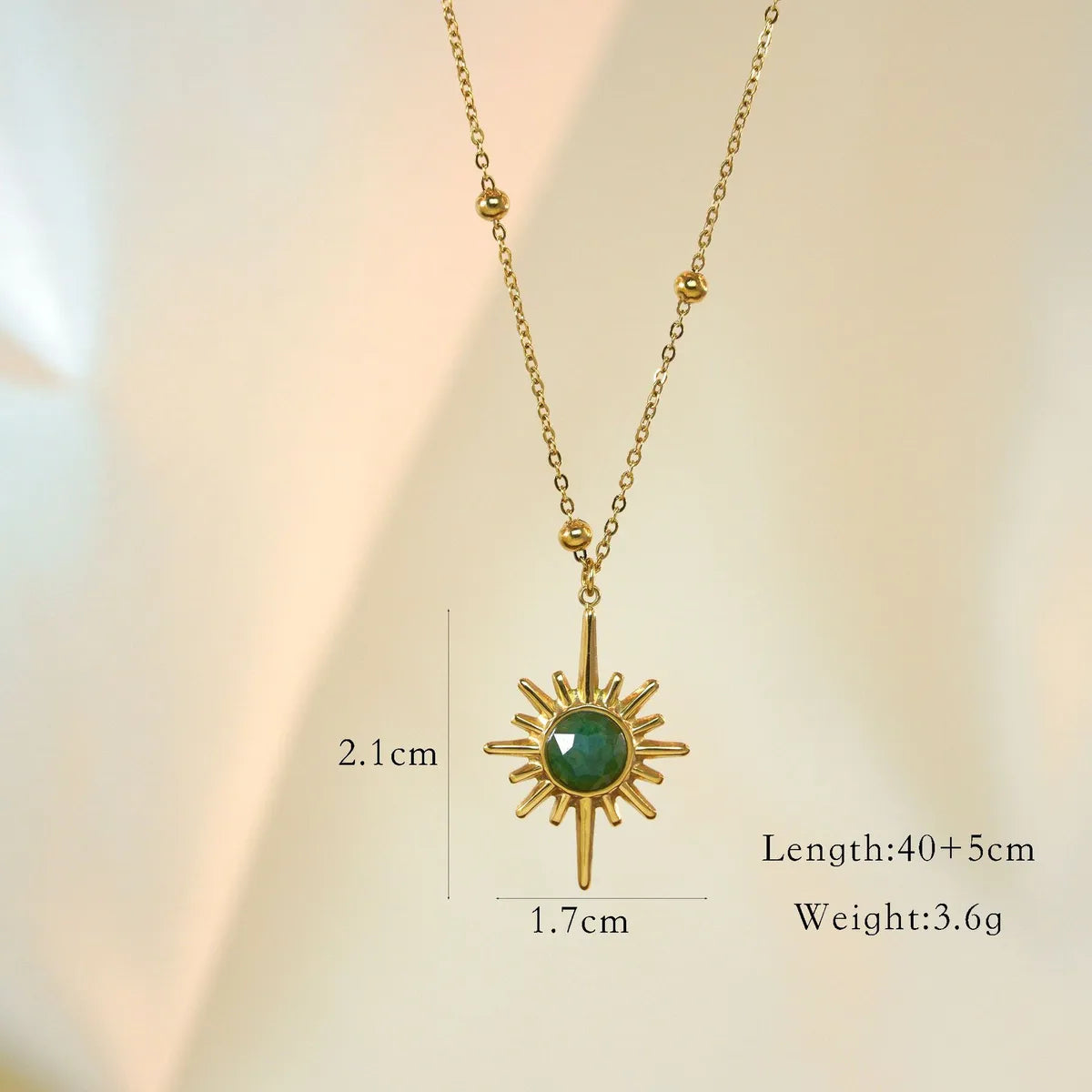 IG Style Simple Style Star 14K Gold Plated Natural Stone Titanium Steel Wholesale Pendant Necklace