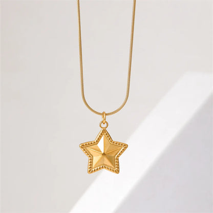 Ig Style Simple Style Star Moon Necklace Stainless Steel Plating Gold Plated Pendant Necklace