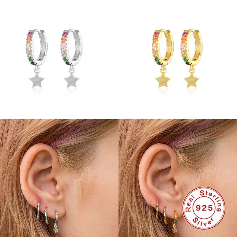 Ig Style Simple Style Star Sterling Silver Plating Inlay Zircon Drop Earrings 1 Pair