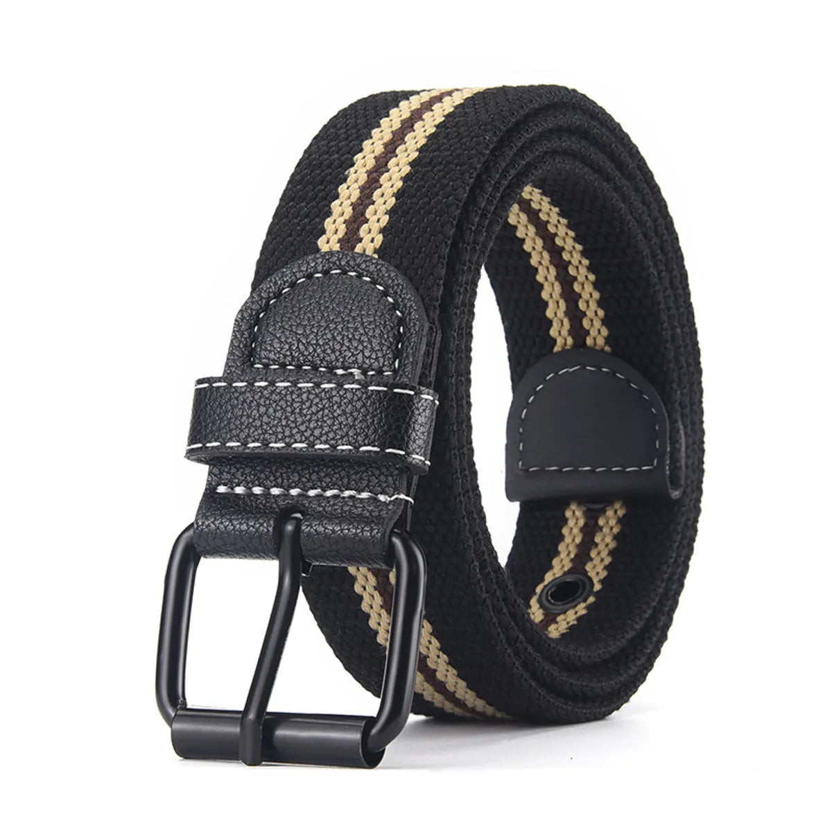 IG Style Simple Style Stripe Canvas Iron Unisex Woven Belts