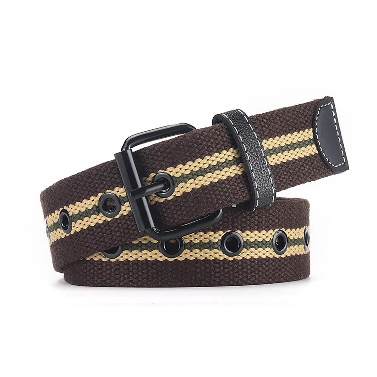 IG Style Simple Style Stripe Canvas Iron Unisex Woven Belts