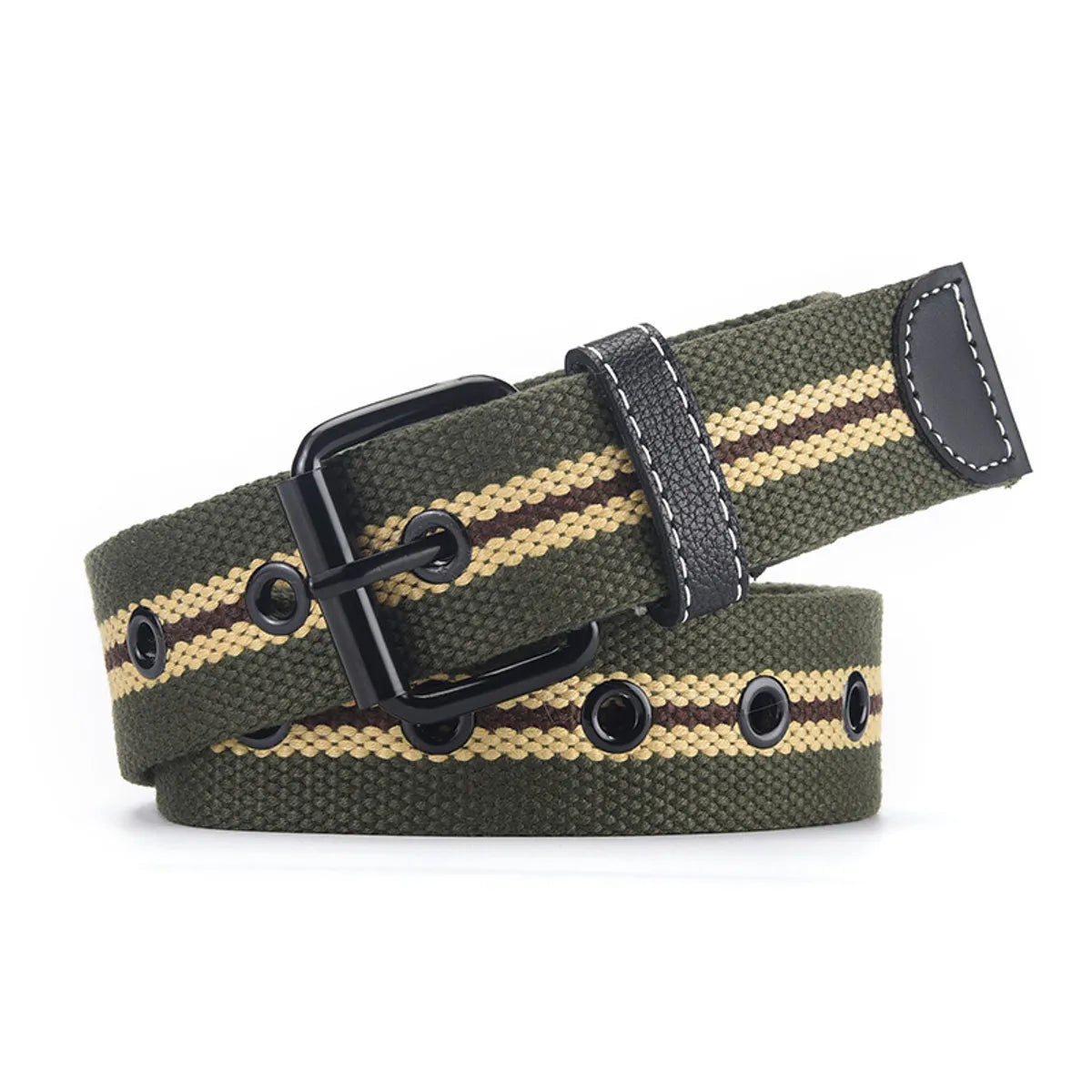 IG Style Simple Style Stripe Canvas Iron Unisex Woven Belts