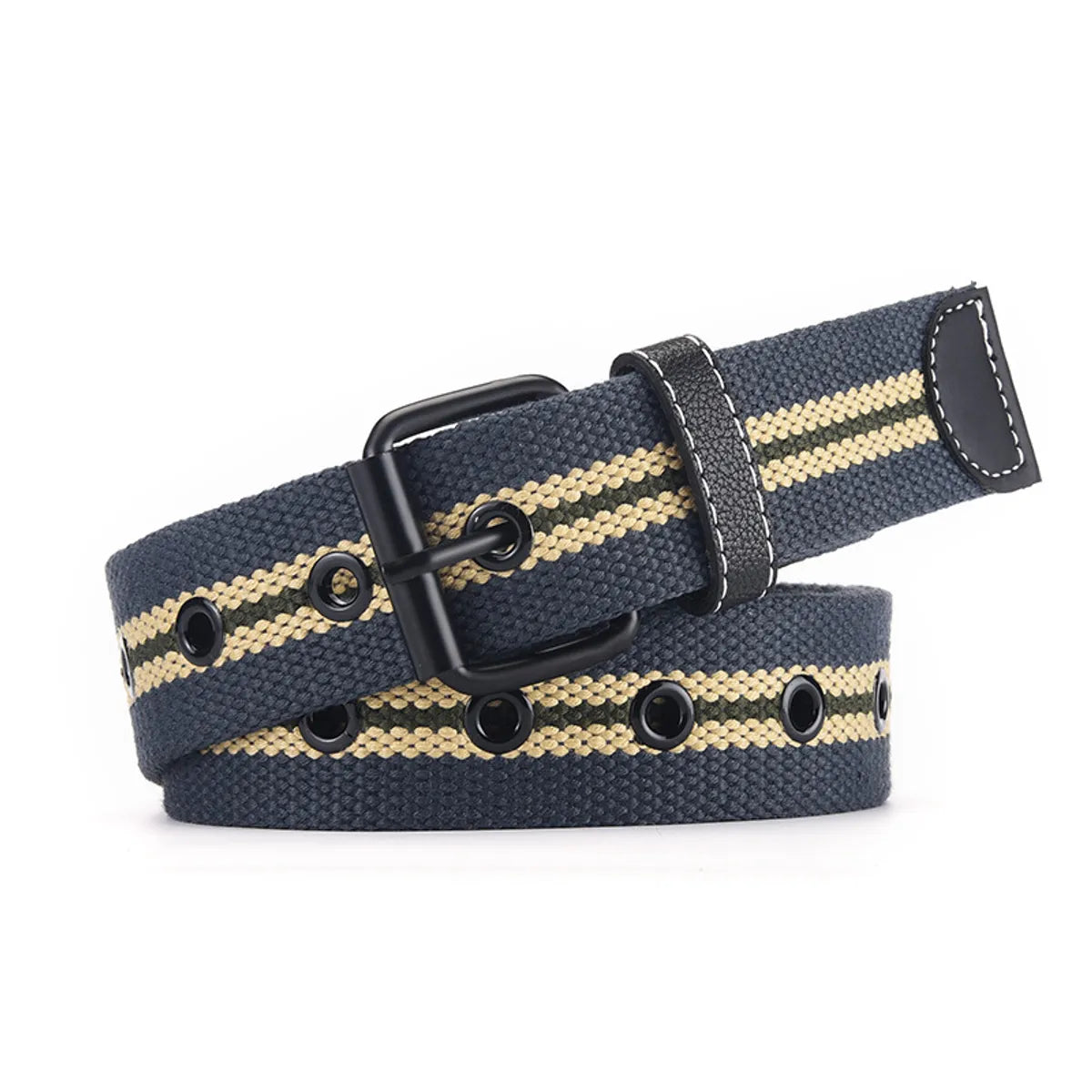 IG Style Simple Style Stripe Canvas Iron Unisex Woven Belts