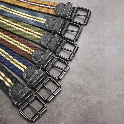 IG Style Simple Style Stripe Canvas Iron Unisex Woven Belts