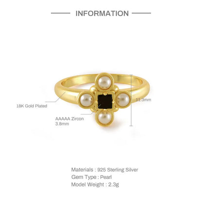 Ig Style Simple Style Sun Oval Sterling Silver Plating Inlay Pearl Zircon Rings