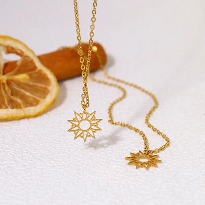 Ig Style Simple Style Sun Stainless Steel Titanium Steel Plating 18k Gold Plated Pendant Necklace