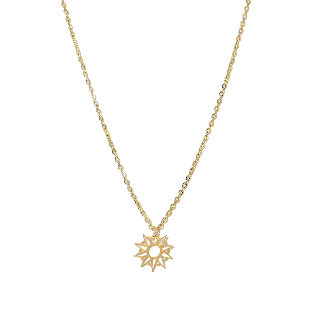 Ig Style Simple Style Sun Stainless Steel Titanium Steel Plating 18k Gold Plated Pendant Necklace