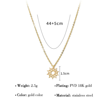 Ig Style Simple Style Sun Stainless Steel Titanium Steel Plating 18k Gold Plated Pendant Necklace