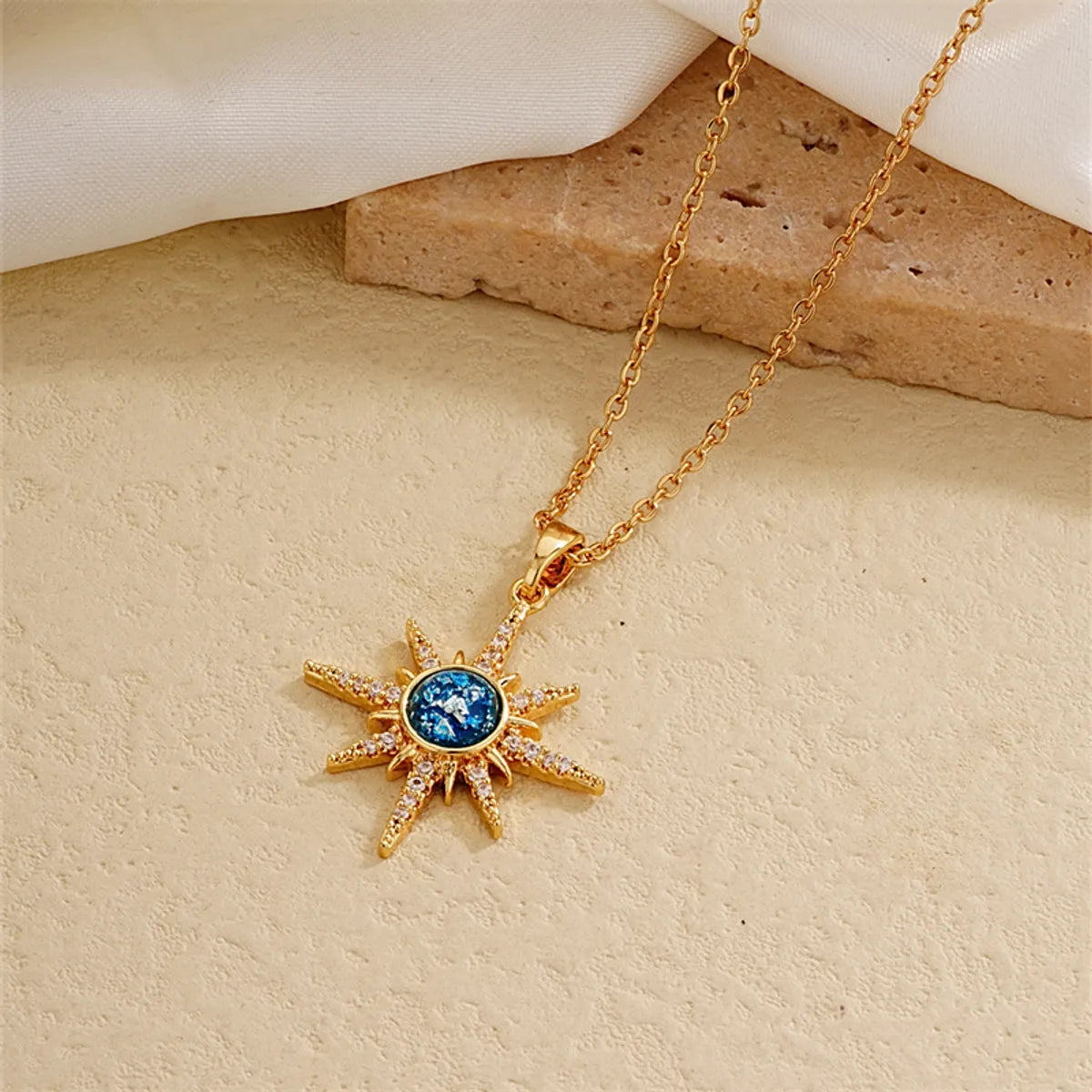 Ig Style Simple Style Universe Starry Sky Stainless Steel Copper Plating Inlay Zircon Gold Plated Charms Necklace