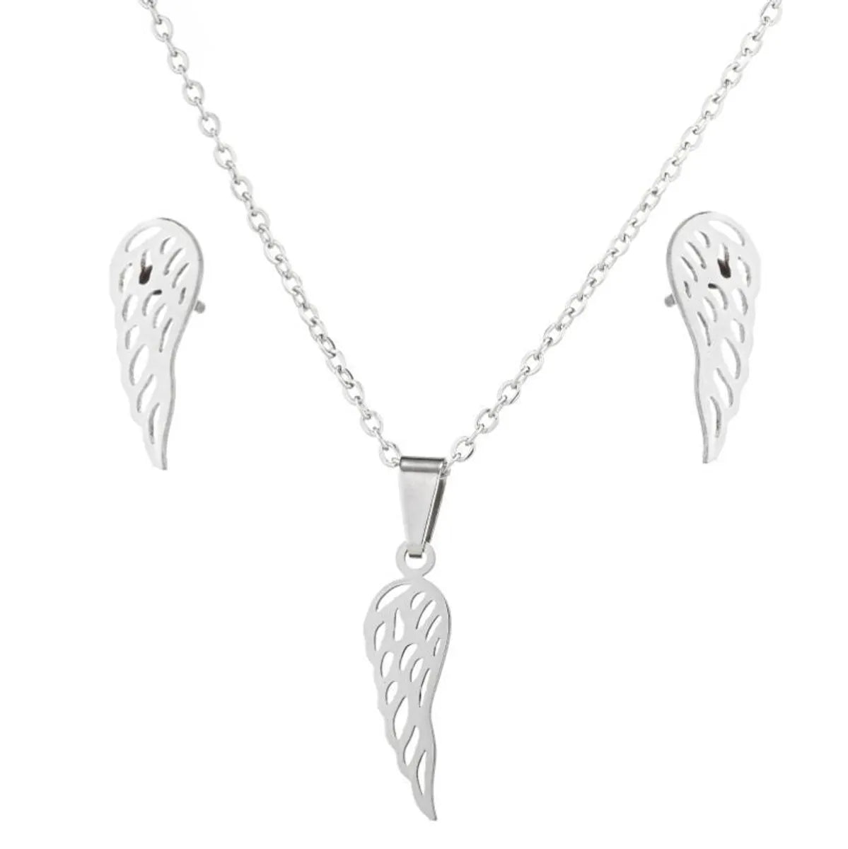 Ig Style Simple Style Wings Stainless Steel Plating Hollow Out Jewelry Set