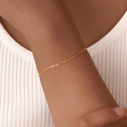 IG Style Solid Color 201 Stainless Steel 18K Gold Plated Bracelets In Bulk