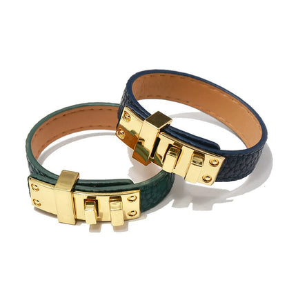 Ig Style Solid Color Pu Leather Alloy Plating Unisex Bangle