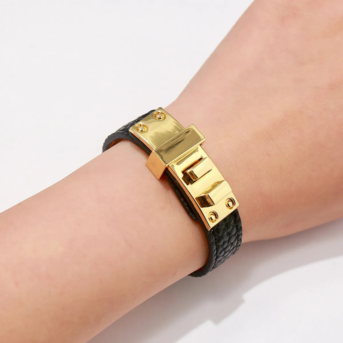 Ig Style Solid Color Pu Leather Alloy Plating Unisex Bangle