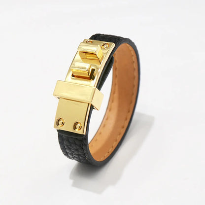 Ig Style Solid Color Pu Leather Alloy Plating Unisex Bangle