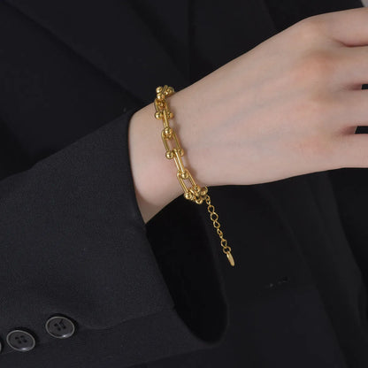 Ig Style Solid Color Stainless Steel Plating 18k Gold Plated Bracelets