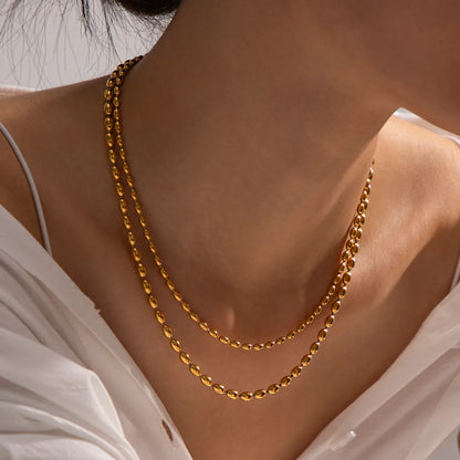 Ig Style Solid Color Stainless Steel Plating 18k Gold Plated Double Layer Necklaces