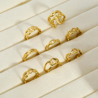 Ig Style Solid Color Stainless Steel Plating 18k Gold Plated Open Rings