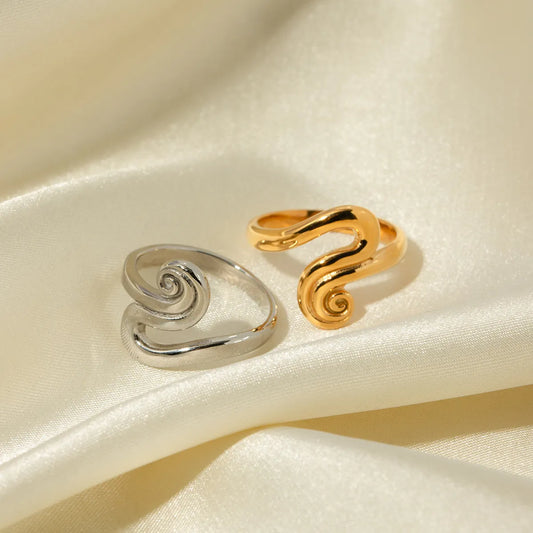 Ig Style Spiral Stripe Stainless Steel 18k Gold Plated Rings