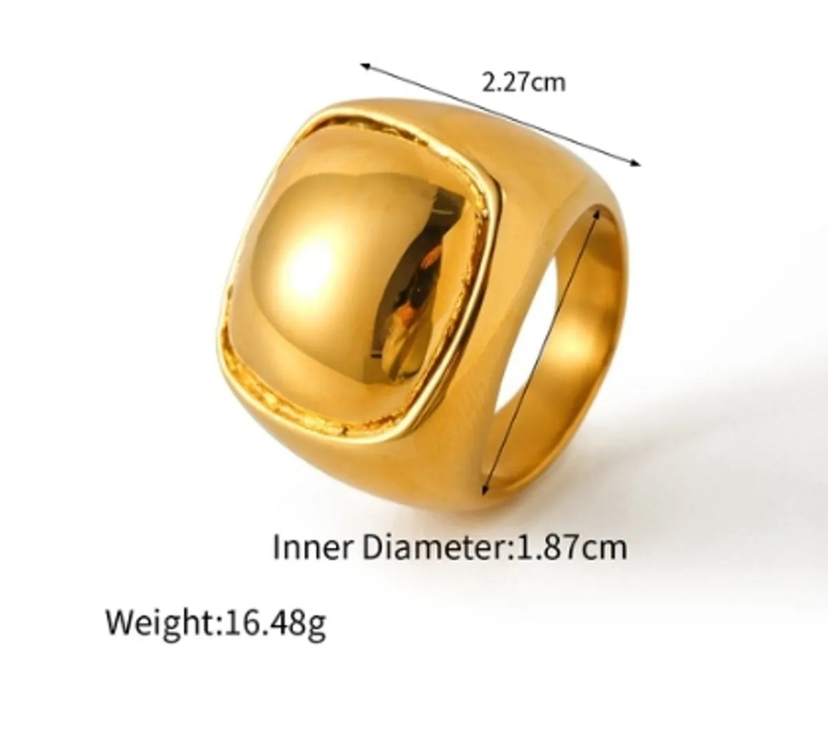 Ig Style Square Stainless Steel Plating 18k Gold Plated Rings