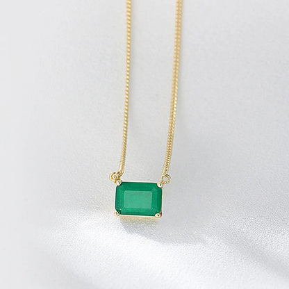 Ig Style Square Sterling Silver Plating Inlay Zircon 14k Gold Plated Rhodium Plated Necklace