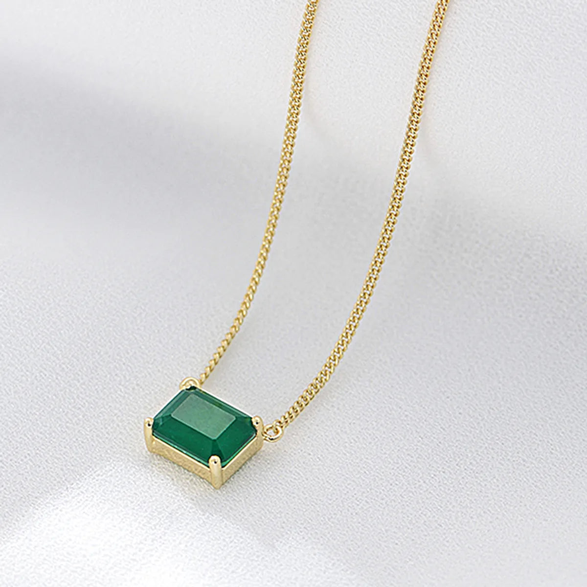 Ig Style Square Sterling Silver Plating Inlay Zircon 14k Gold Plated Rhodium Plated Necklace