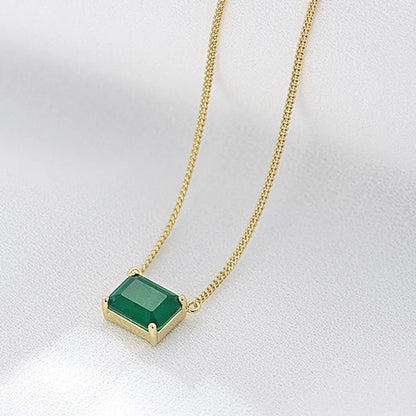 Ig Style Square Sterling Silver Plating Inlay Zircon 14k Gold Plated Rhodium Plated Necklace