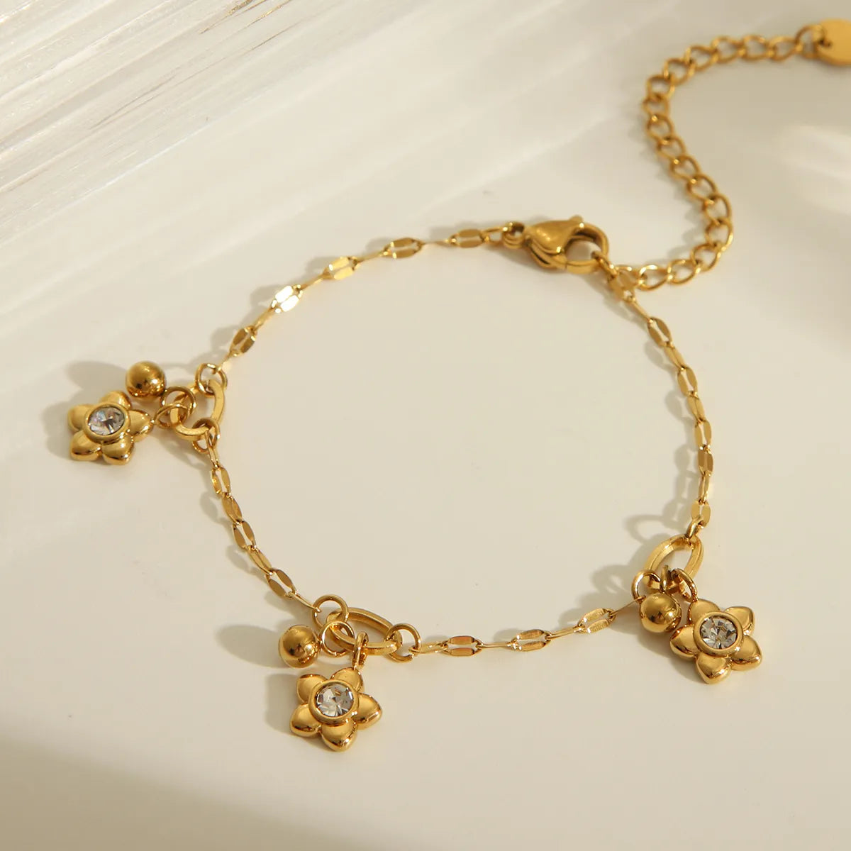 IG Style Star Flower 304 Stainless Steel 18K Gold Plated Zircon Bracelets In Bulk